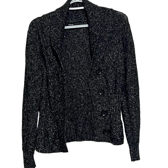 Rafaella Women's Black White Sweater Jacket Button Front Size S‎ - Picture 1 of 6
